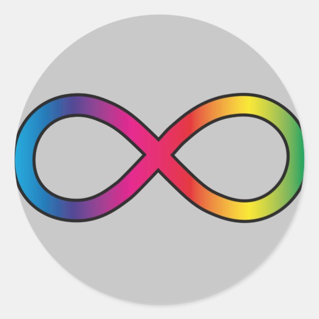 Sticker Rond Symbole infini de la neurodiversité (Devant)