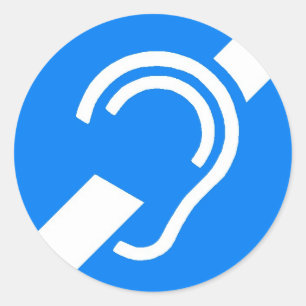 Sticker Rond Symbole international d'autocollant pour le sourd