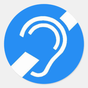 Sticker Rond Symbole international d'autocollants pour le sourd