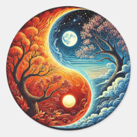 Symbole Intriqué du Yin-Yang Montrant le Feu et l'
