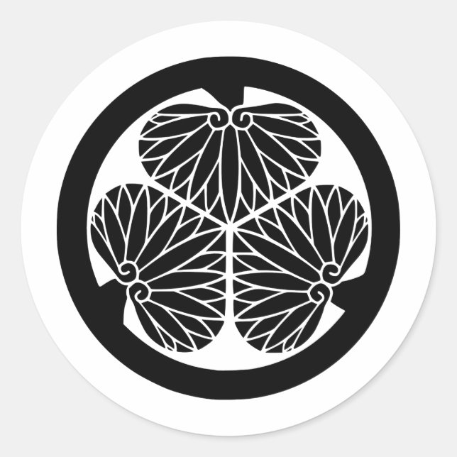 Sticker Rond Symbole japonais de la crête KAMON de famille (Devant)
