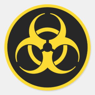 Sticker Rond Symbole jaune du risque biologique