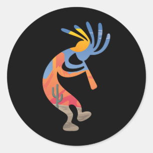 Sticker Rond Symbole Kokopelli du sud-ouest des États-Unis