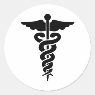 Sticker Rond Symbole Médicale Caduceus
