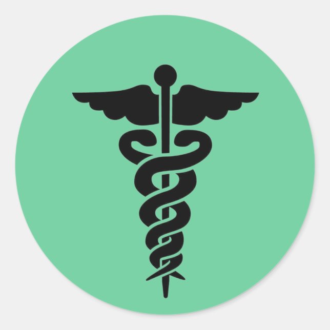 Sticker Rond Symbole Médicale Caduceus (Devant)