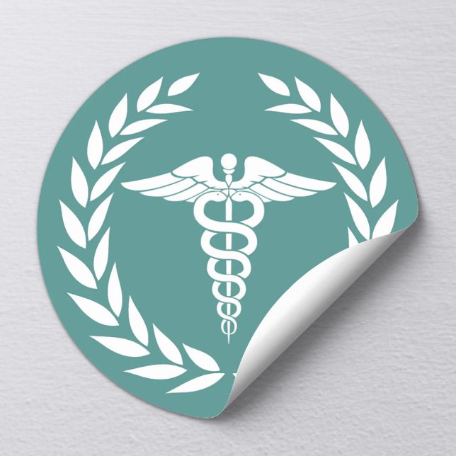 Sticker Rond Symbole Médicale de Caduceus Nursing (Créateur téléchargé)