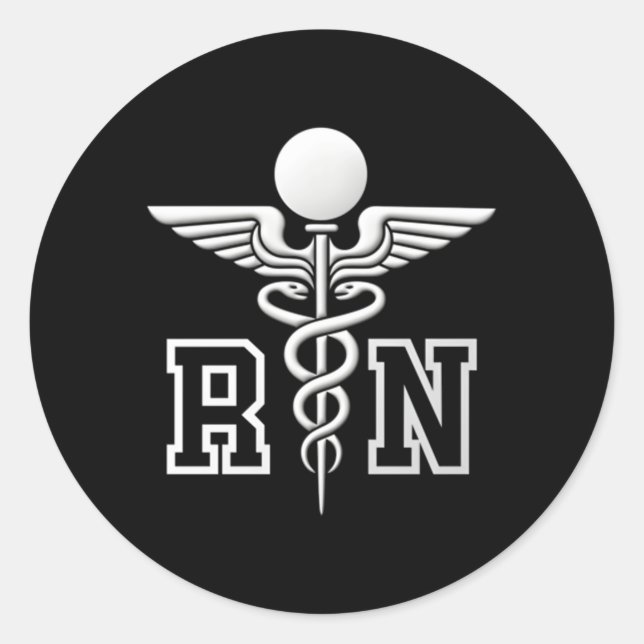 Sticker Rond Symbole Médicale de l'infirmière autorisée Rn Cadu (Devant)