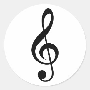 Sticker Rond Symbole musical G-Clef Treble Clef