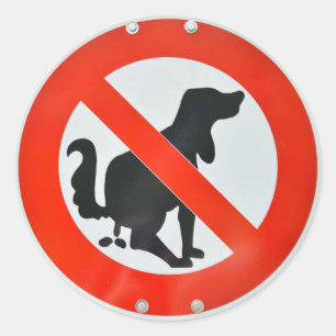 Sticker Rond Symbole No Dog Poop Poop Poop