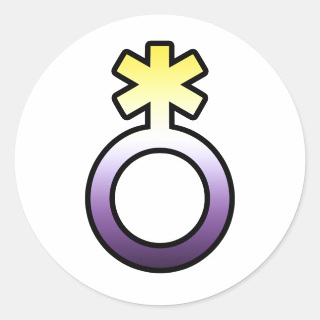 Sticker Rond Symbole non binaire (Devant)