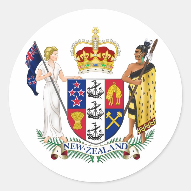 Sticker Rond SYMBOLE OFFICIEL D'ARBRES HÉLAÏQUE DE Nouvelle-Zél (Devant)