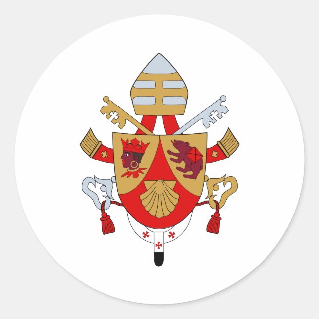 Sticker Rond Symbole officiel de l'Heraldry du Pape de BXVI (Devant)