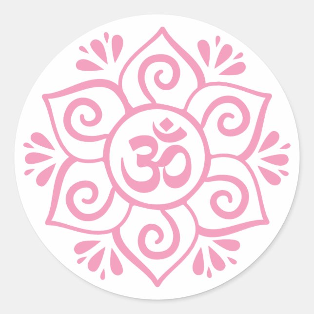 Sticker Rond Symbole Om en mandala pétale lotus (Devant)