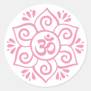 Sticker Rond Symbole Om en mandala pétale lotus