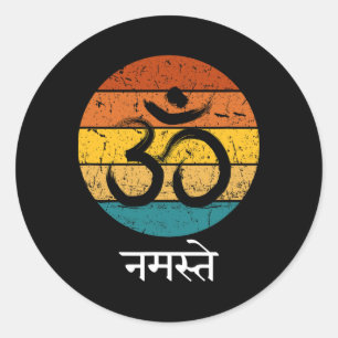 Sticker Rond Symbole Om Namaste Ohm Hindou Zen Tantra Yoga Espr