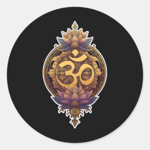 Sticker Rond Symbole Om Spirituel Méditer Yoga Mantra Divin