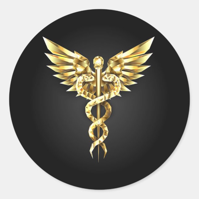 Sticker Rond Symbole Polygonal Or Caduceus (Devant)