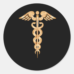 Sticker Rond Symbole professionnel Médicale Caduceus