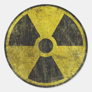 Sticker Rond Symbole radioactif Grunge