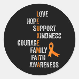 Sticker Rond SYMBOLE RIBBON ORANGE Vintage AML Leukemia Awar