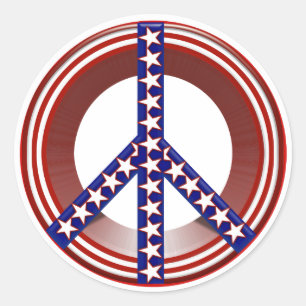 Sticker Rond Symbole rouge blanc et bleu de paix