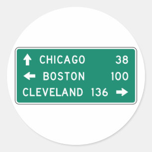 Sticker Rond SYMBOLE ROUTIER DE Chicago Boston Cleveland