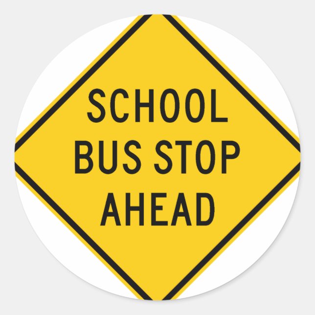 Sticker Rond Symbole routier de l'arrêt de bus scolaire (Devant)