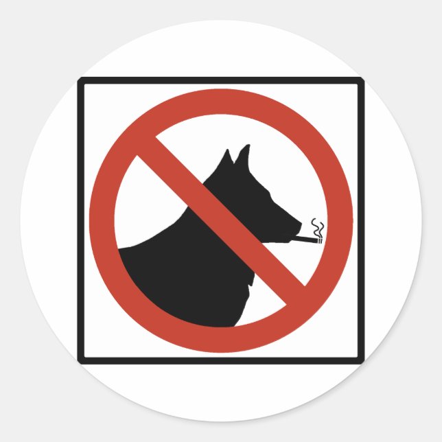 Sticker Rond Symbole routier interdit aux chiens fumeurs (Devant)