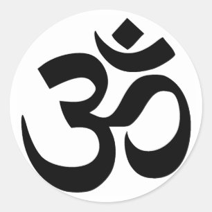 Sticker Rond Symbole sacré Om écriture script sanskrit