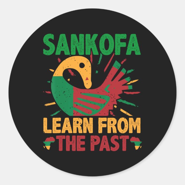 Sticker Rond Symbole Sankofa et Adinkra Ghana pour l'histoire d (Devant)