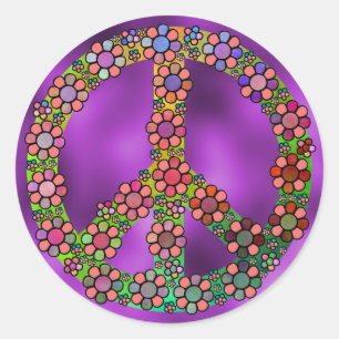 STICKER ROND SYMBOLE SYMBOLE DE LA PAIX FLEURIÈRE