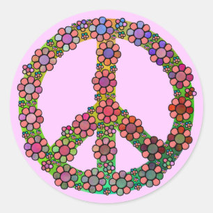 STICKER ROND SYMBOLE SYMBOLE DE LA PAIX FLEURIÈRE
