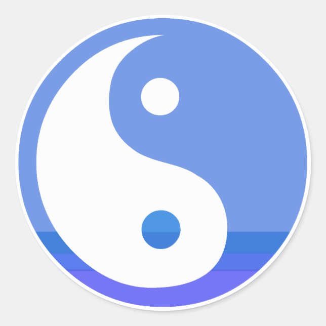 Sticker Rond Symbole Taijitu Yin Yang bleu et blanc (Devant)