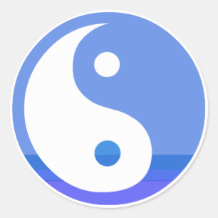 Sticker Rond Symbole Taijitu Yin Yang bleu et blanc