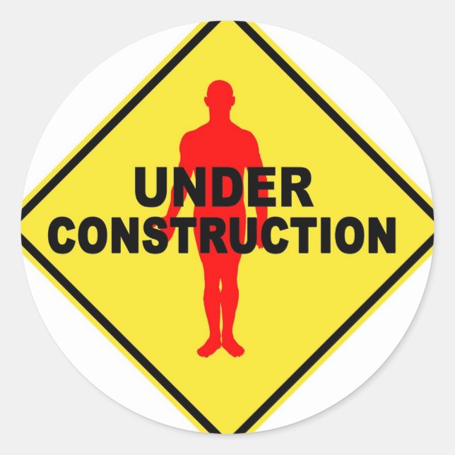 Sticker Rond Symbole Travail en cours (Devant)