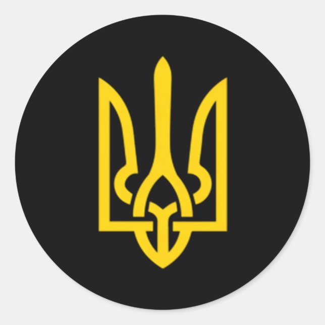 Sticker Rond SYMBOLE TRIDENTAL Ukraine Moyen-Ukrainien Zelensky (Devant)