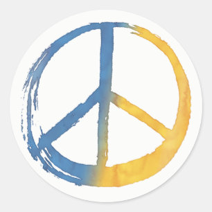 Sticker Rond SYMBOLE ukrainien - PAIX Bleu Jaune Ukraine Guerre