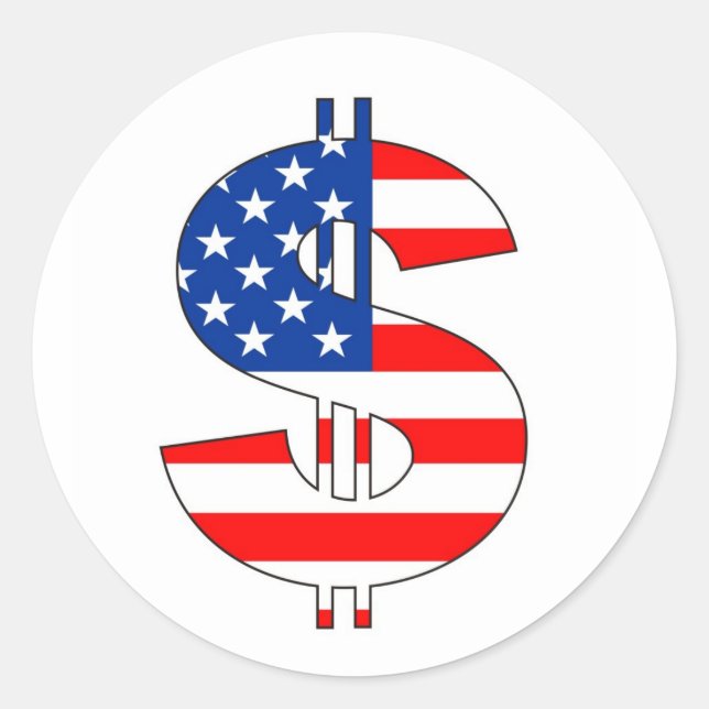 Sticker Rond symbole usa dollar signe argent (Devant)