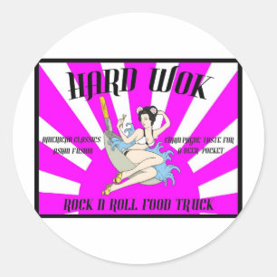 Sticker Rond SYMBOLE vintage DU Café Dur Wok