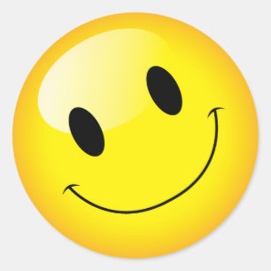 Sticker Rond Symbole visage Jaune de fête d'anniversaire Emoji