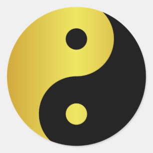 Sticker Rond Symbole Yin et Yang   Gold asian philosophie zen