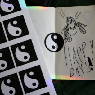 Sticker Rond SYMBOLE YIN Yang Foncé et Lumière