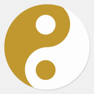 Sticker Rond Symbole Yin Yang Goldenrod foncé