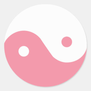 Sticker Rond Symbole Yin-Yang rose