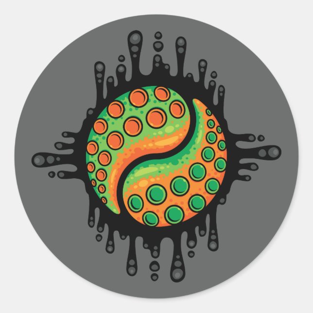 Sticker Rond Symbole Yin Yang Tentacle Tentacle Tentacle Octopu (Devant)