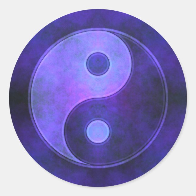 Sticker Rond Symbole Yin Yang Violet (Devant)