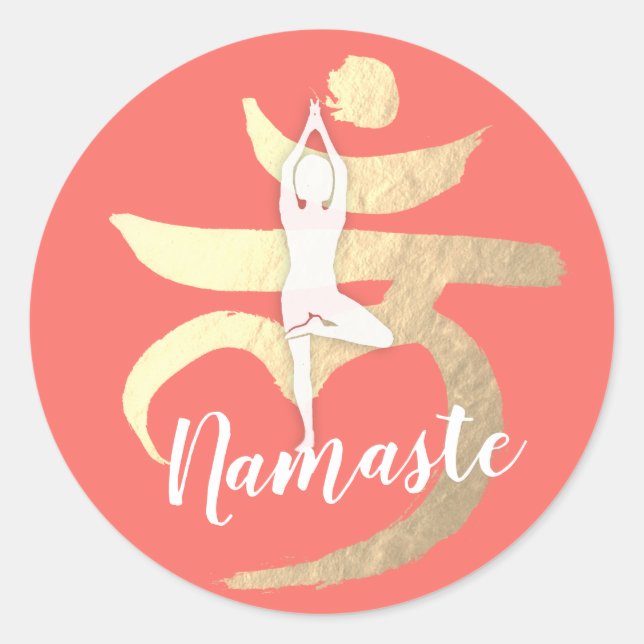 Sticker Rond SYMBOLE Yoga Studio Instructeur Méditation Racine  (Devant)
