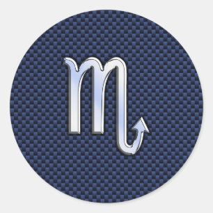 Sticker Rond Symbole Zodiac Scorpio marine bleu en fibre de car