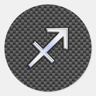 Sticker Rond Symbole zodiaque Sagittarius Fibre de charbon de b