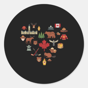 Sticker Rond Symboles canadiens Drapeau canadien Feuille d'érab